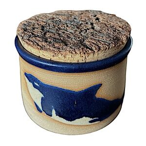 BARBARA POTERA Seattle Studio Vintage ‘84 Art Pottery Crock And Cork 5” Penguins